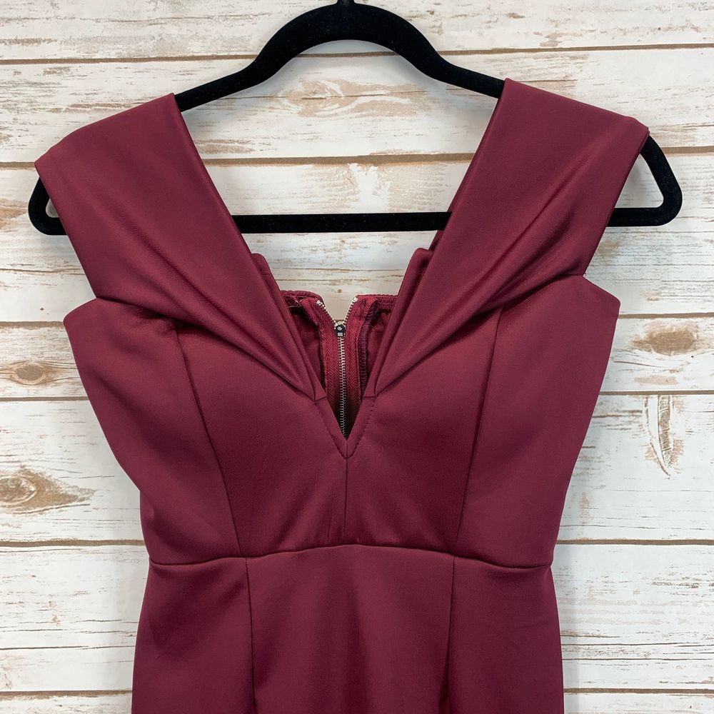 Maroon Sleeveless Floor-Length Dress, Small - Picture 2 of 5